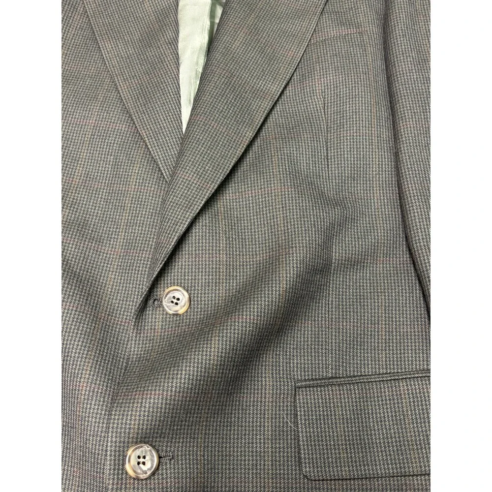 Jos. A. Bank Gordon Mens 39L 34X33 Wool Suit Grey‎ 2 Pc Micro Check 2 Button USA